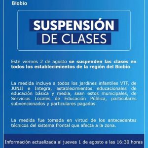 Mineduc suspende actividades escolares