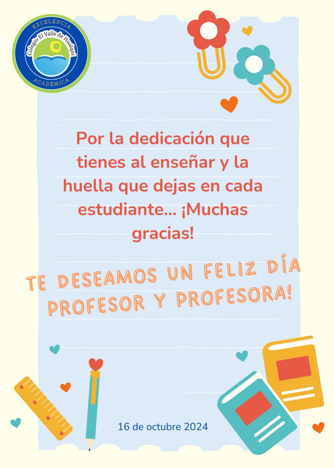 Saludo Día del profesor/a